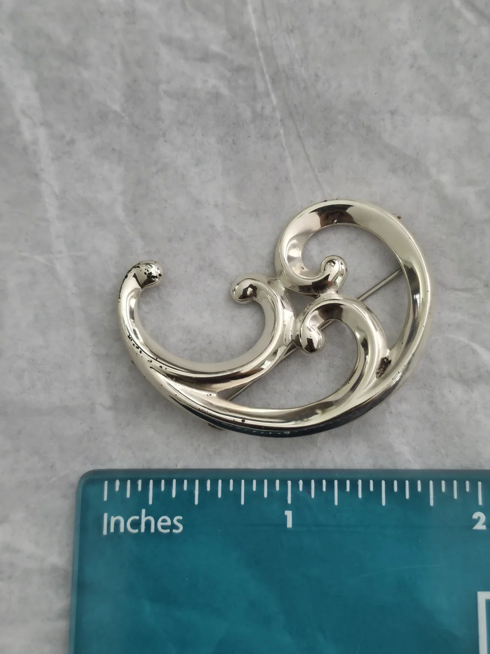 Vintage Silver Scroll Statement Brooch